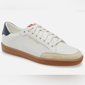 Saint Laurent White and Red Leather Sneakers